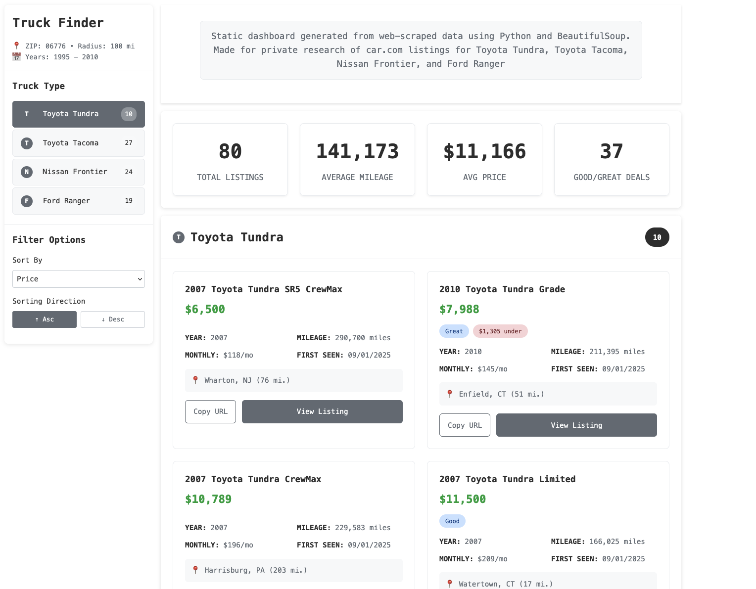Truck Finder - Featured Project Image