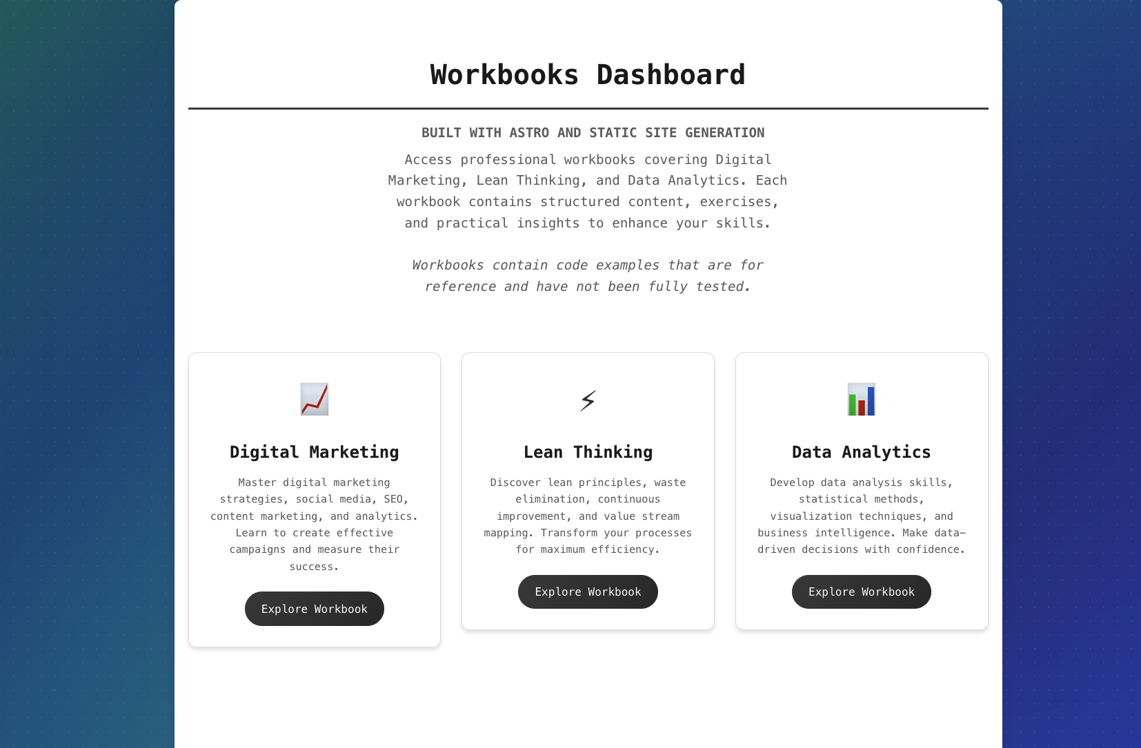Workbook App - Featured Project Image