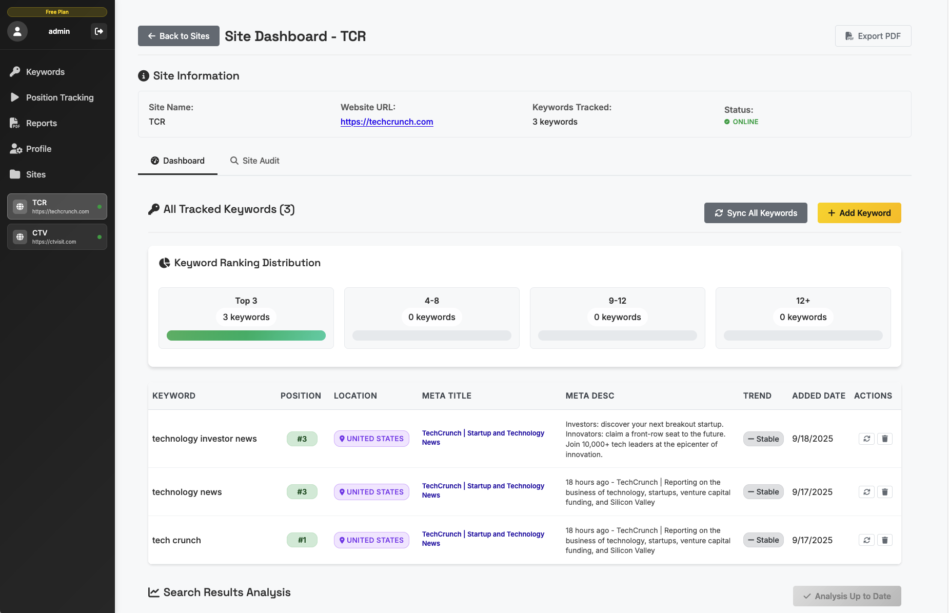 SEO Dashboard App - Featured Project Image